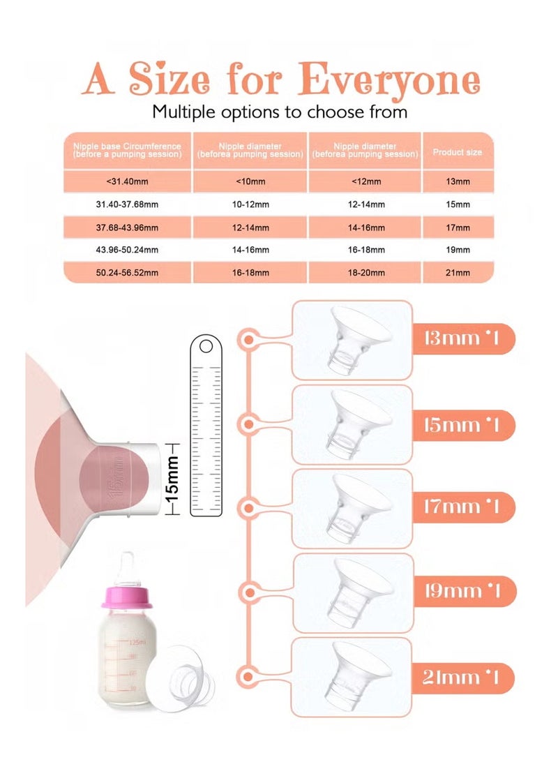 كولا بير 14 قطعة قطع فلنجية 13/15/17/19/21 مم لفلنج/درع مضخات معظم المضخات، قطع خالية من BPA، متوافقة مع مضخات الثدي Momcozy/Spectra/Bellababy/TSRETE/Nuliie. - Image 3